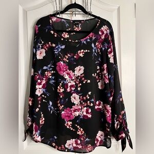 ALYX WOMENS BLOUSE, BLACK & FLORAL, size 2X